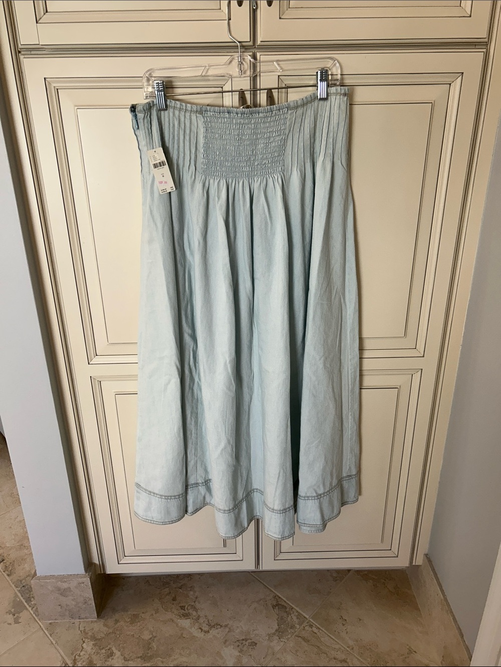 Pilcro Light Blue Pintuck Basque-waist Maxi Skirt NWT - Picture 4 of 15